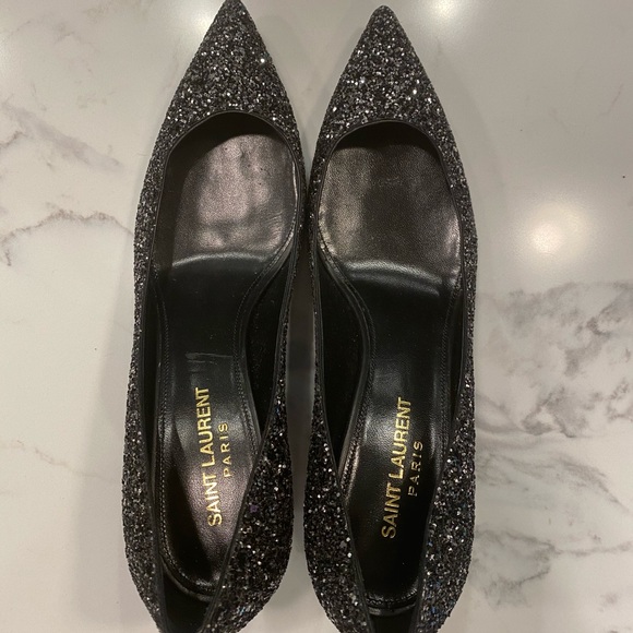 Saint Laurent Charlotte 55 Glitter Kitten Heels - Picture 4 of 8